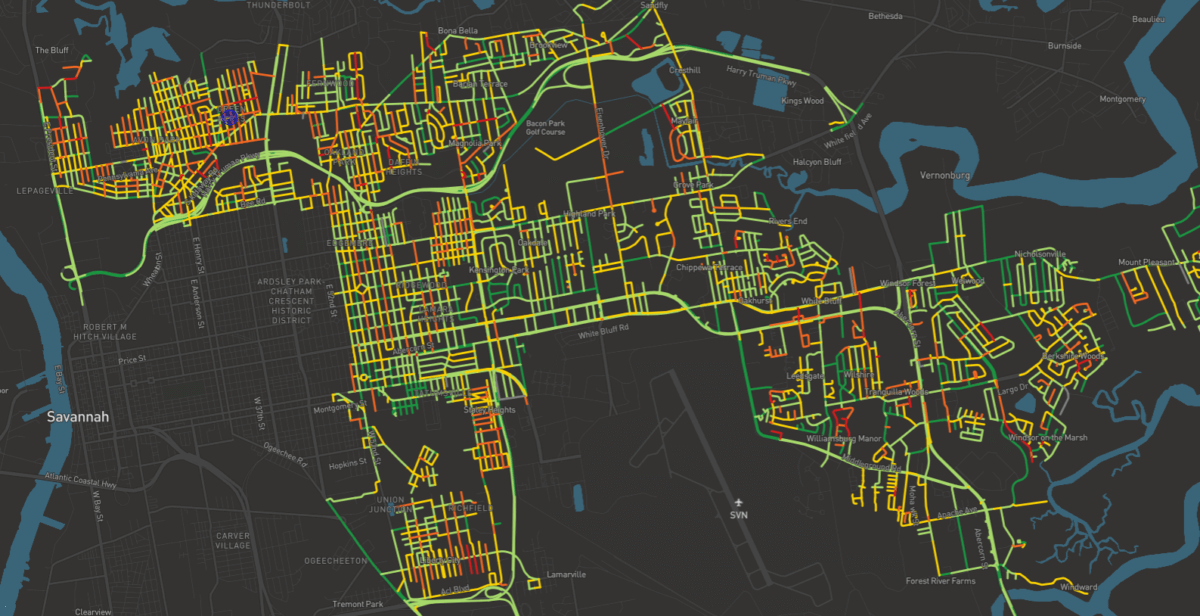 RoadWay map of City of Savannah