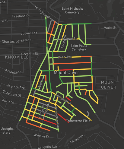 Mt. Oliver's road network on RoadWay