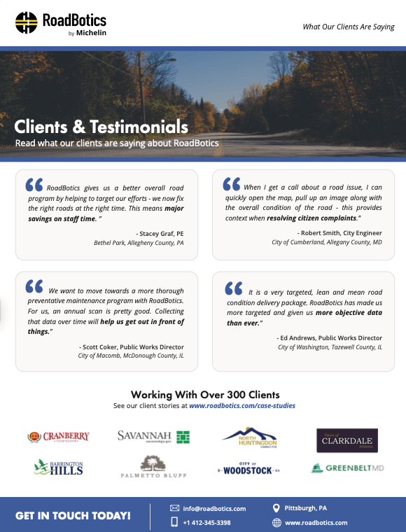 RoadBotics Client testimonials