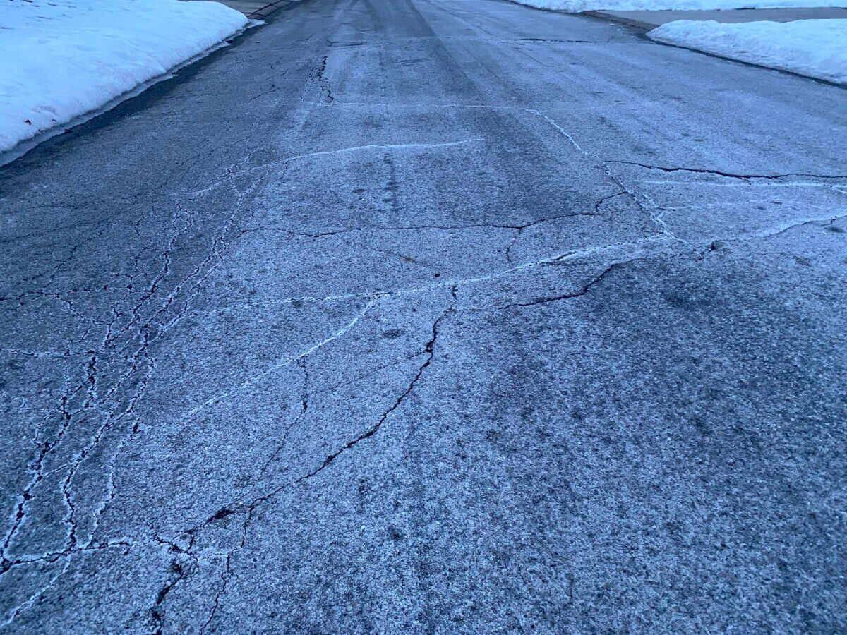 Salt damaged pavement