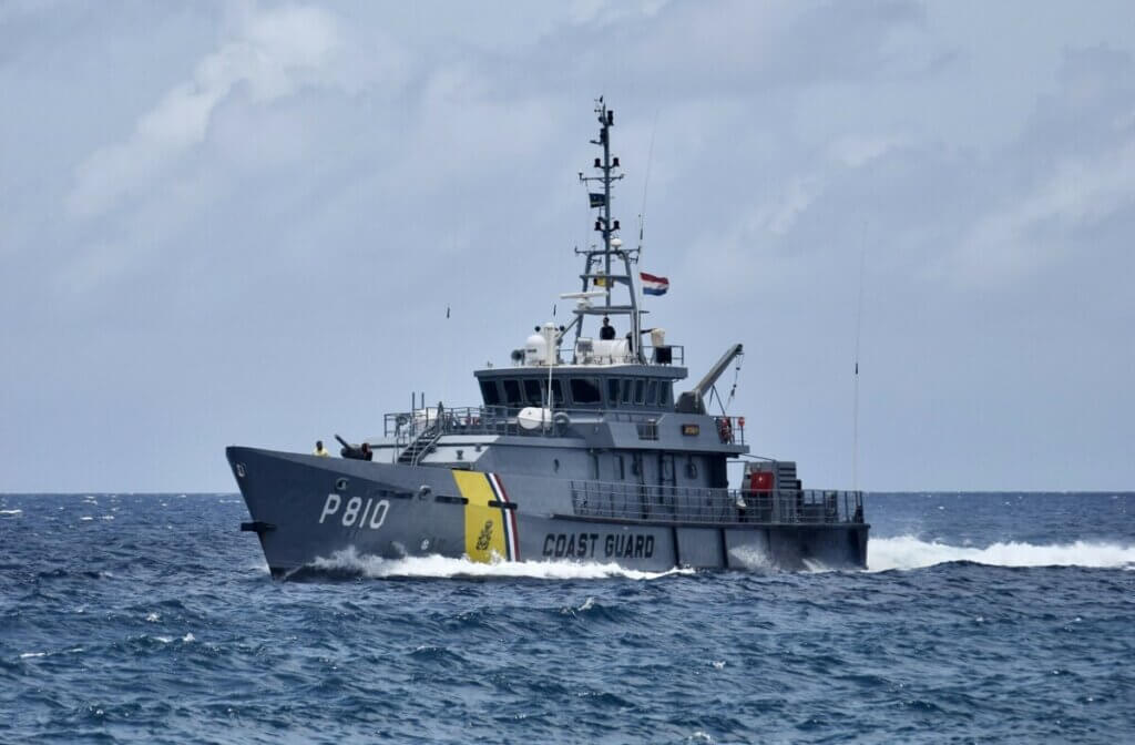 Coast guard boat in the waters