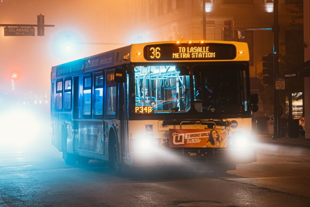 Bus at night in the city