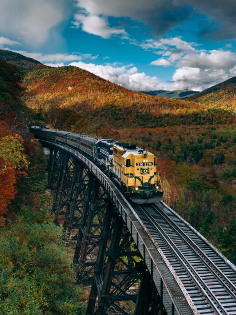Train on a railway in the mountains