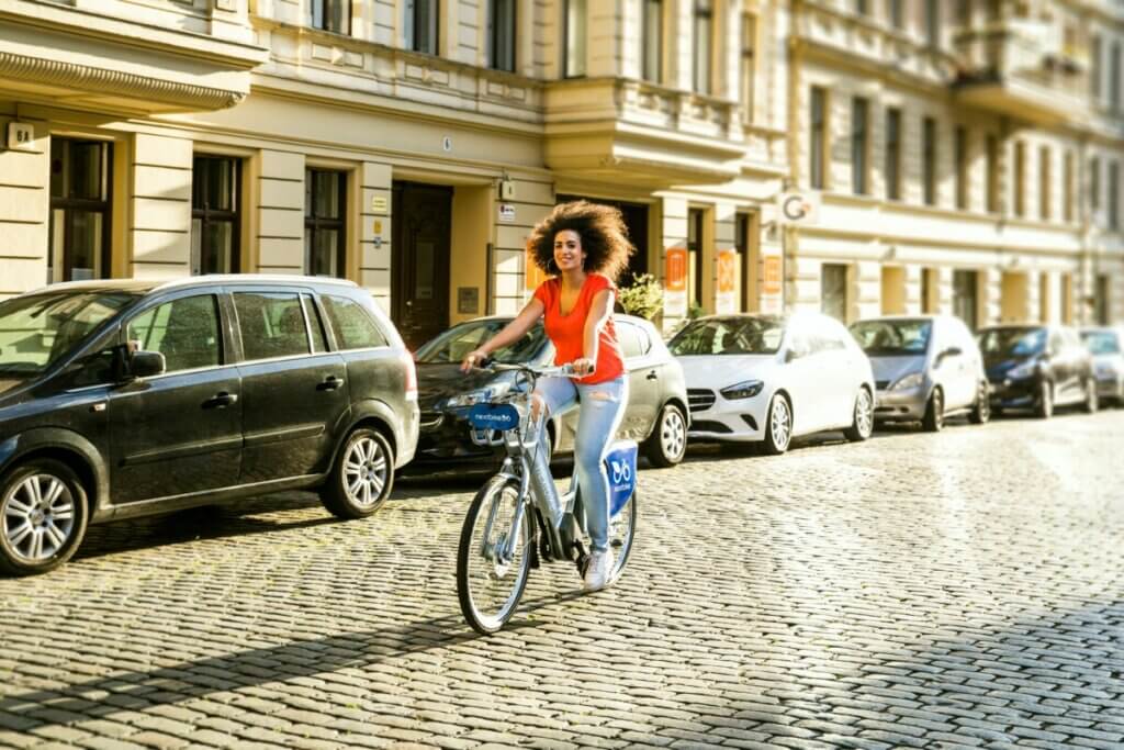 Woman riding a bike