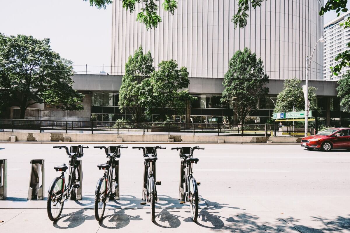 Bike parking on side of road