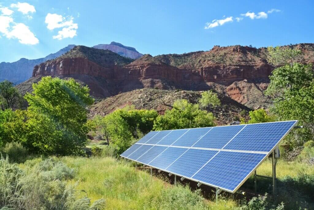 Solar Panels near mountains